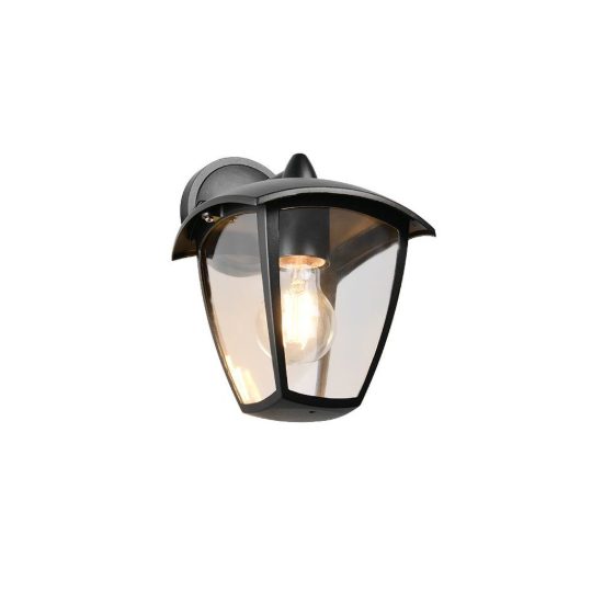 Applique da esterno ip44 moderna nera con vetro trasparente rivolta verso il basso
