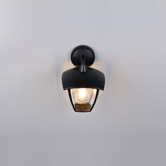 Applique da esterno ip44 moderna nera con vetro trasparente rivolta verso il basso