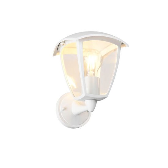 Applique da esterno ip44 moderna bianca con vetro trasparente rivolta verso l'alto