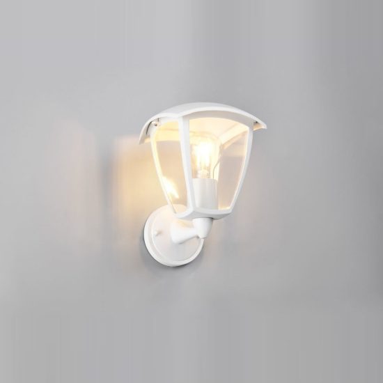 Applique da esterno ip44 moderna bianca con vetro trasparente rivolta verso l'alto