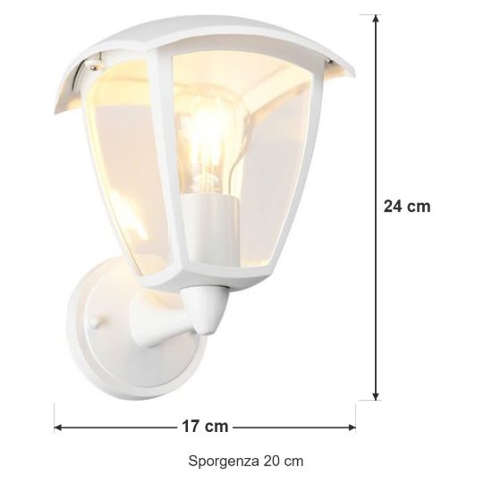 Applique da esterno ip44 moderna bianca con vetro trasparente rivolta verso l'alto