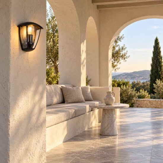 Applique da esterno ip44 nera in alluminio pressofuso dal design classico