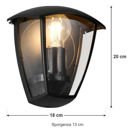 Applique da esterno ip44 nera in alluminio pressofuso dal design classico