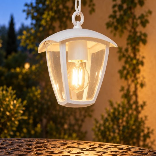 Lampada a sospensione da esterno ip44 moderna bianca in alluminio pressofuso