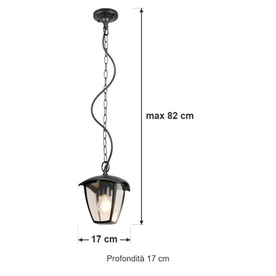 Lampada a sospensione da esterno ip44 moderna nera in alluminio pressofuso