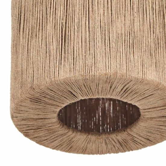 Lampadario a sospensione 4 luci per soggiorno moderno nero con paralumi in juta naturale