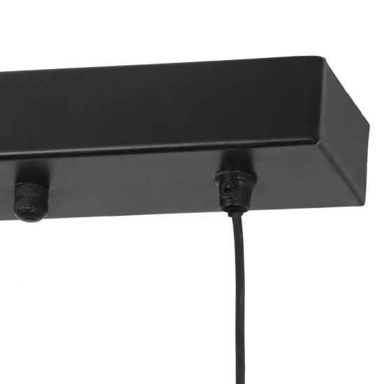 Lampadario a sospensione 4 luci per soggiorno moderno nero con paralumi in juta naturale