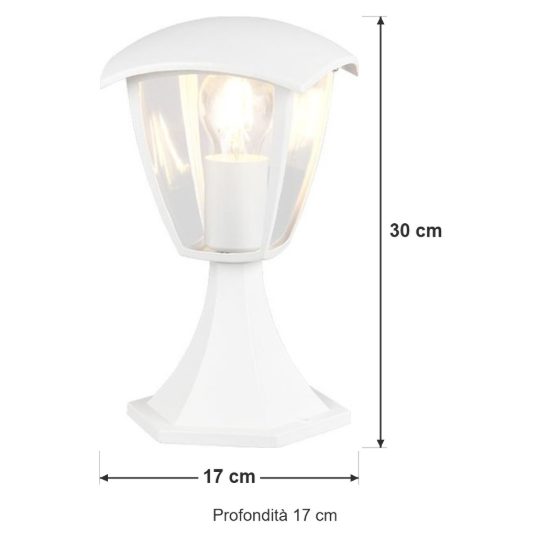 Lampioncino da giardino ip44 moderno bianco in alluminio pressofuso
