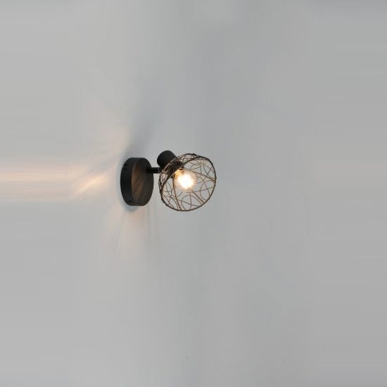 Faretto da soffitto per sala da pranzo orientabile moderno nero con diffusore in metallo lavorato
