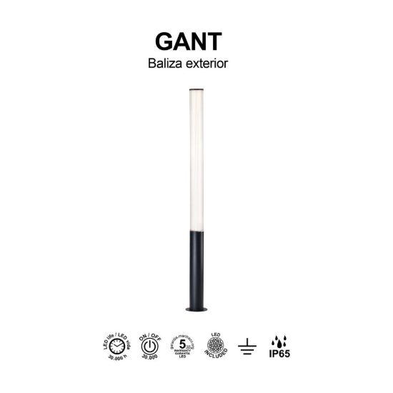 Lampione per esterno giardino moderno cilindrico nero led 32w 3000k ip65
