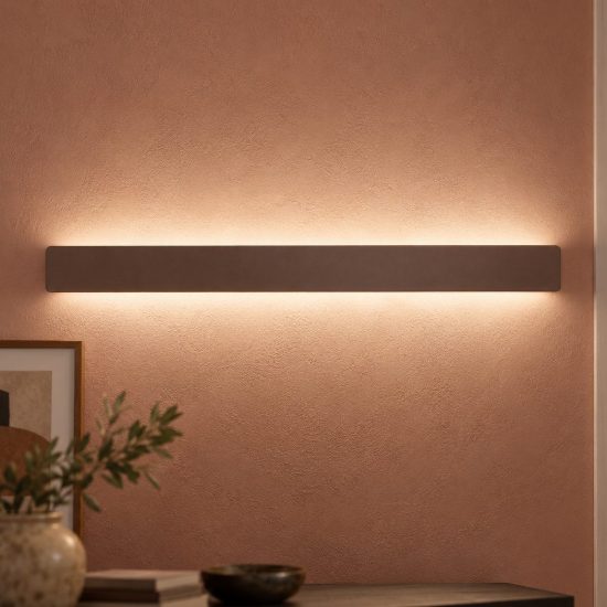 Applique grande per soggiorno moderna biemissione caffe led 28w cct 2700k 4000k