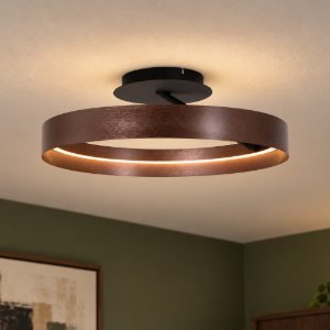 Plafoniera ad anello per camera da letto caffe nero led 35w cct 2200k 2700k 3000k dimmerabile