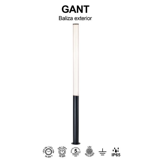 Lampione alto per esterno giardino h205 cm cilindrico nero led 43w 3000k ip65