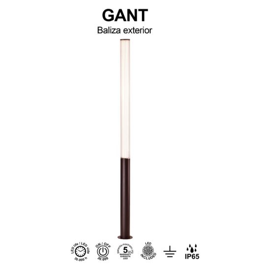 Lampione da giardino cilindrico corten led 43w 3000k ip65 h205 cm