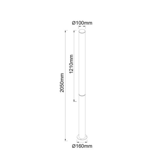 Lampione da giardino cilindrico corten led 43w 3000k ip65 h205 cm