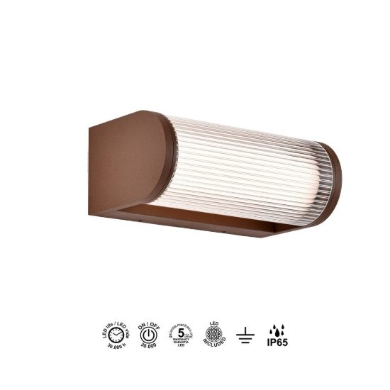 Applique da esterno moderna corten led 12w 3000k ip65