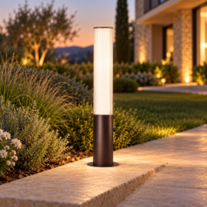 Lampione da giardino h65 cm cilindro corten led 18w 3000k ip65