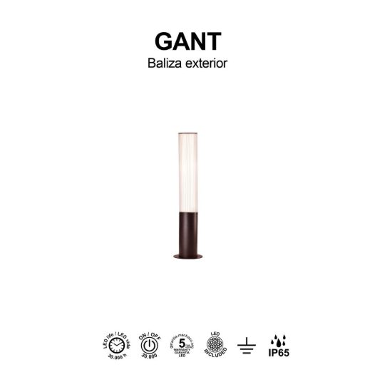 Lampione da giardino h65 cm cilindro corten led 18w 3000k ip65