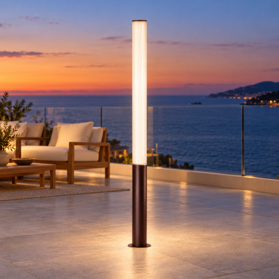 Lampione da giardino h155 cm moderno ip65 corten led 32w 3000k