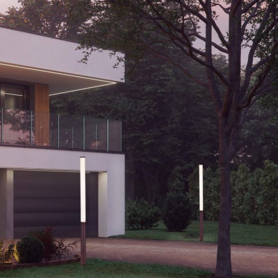 Lampione da giardino h155 cm moderno ip65 corten led 32w 3000k