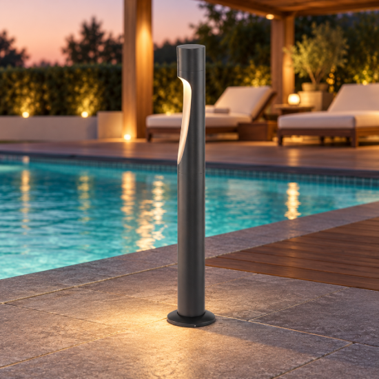 Lampione design moderno da giardino led 6w 3000k ip65 antracite