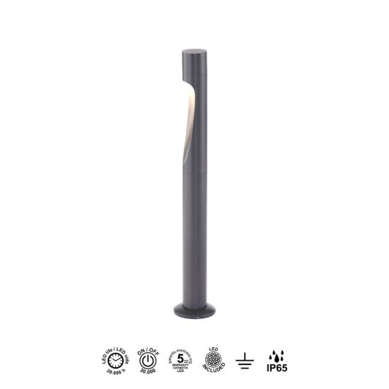 Lampione design moderno da giardino led 6w 3000k ip65 antracite