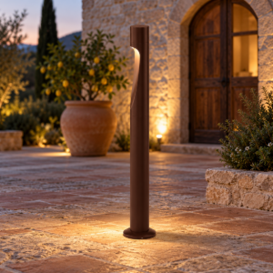 Lampione da giardino cilindrico h60 cm corten led 3000k ip65