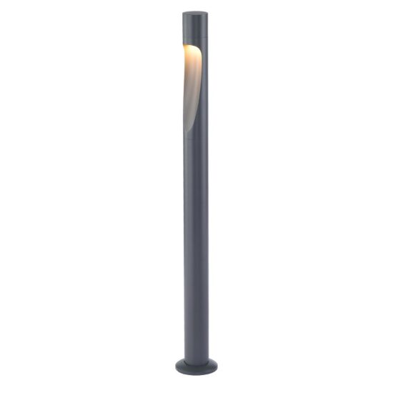 Paletto lampione da giardino led 6w 3000k ip65 moderno grigio scuro h80 cm