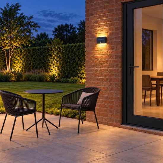Applique da esterno solare led 8w 4000k con sensore di movimento ip44 bi-emissione nera