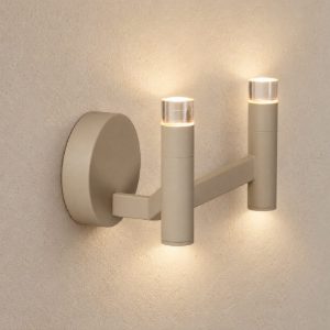Applique 2 luci per soggiorno moderna tortora led 6w 2700k