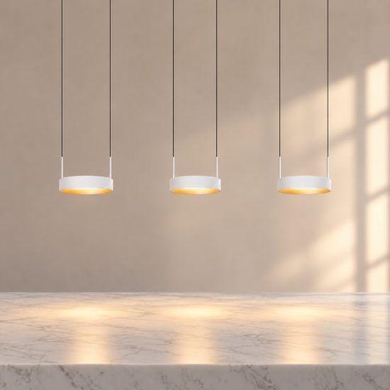Lampadario con 3 pendenti ad anello per cucina bianco champagne led 55,8w cct 2200k 2700k 3000k