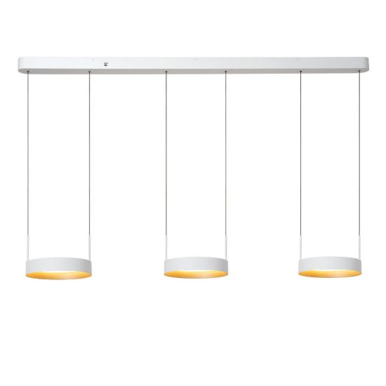 Lampadario con 3 pendenti ad anello per cucina bianco champagne led 55,8w cct 2200k 2700k 3000k