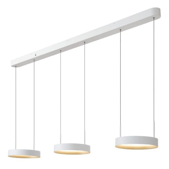 Lampadario con 3 pendenti ad anello per cucina bianco champagne led 55,8w cct 2200k 2700k 3000k