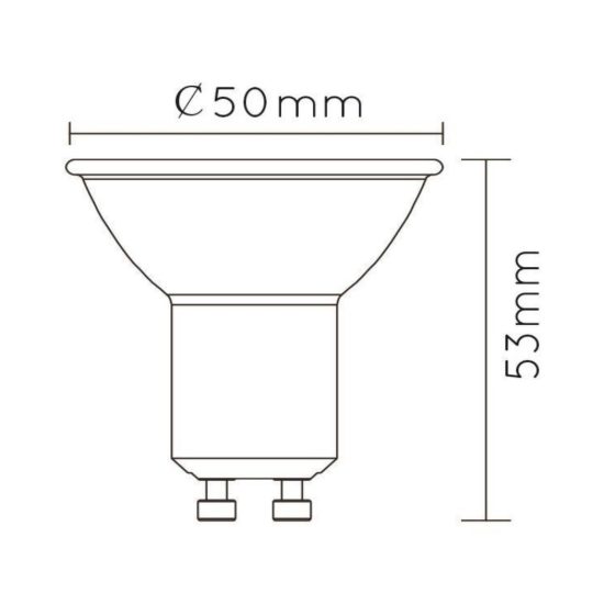 Lampadina gu10 led 5w 2700k spot fascio 38° trasparente