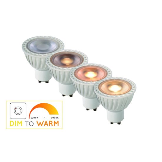 Lampadina gu10 led 5w dim to warm 2200k 3000k spot fascio 40° bianca dimmerabile