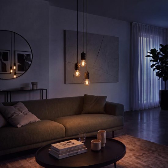 Lampadina e27 led a filamento 4w 2700k a sfera trasparente dimmerabile