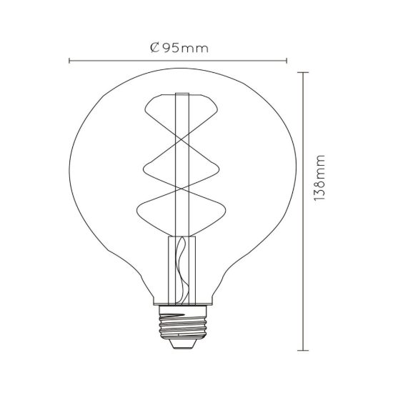 Lampadina e27 led a filamento 4,9w 2700k a globo 9,5cm trasparente dimmerabile