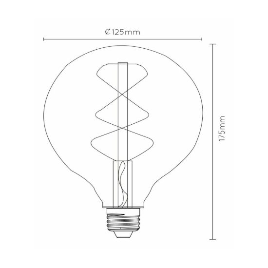 Lampadina e27 led a filamento 4,9w 2200k a globo 12,5cm ambra dimmerabile con interruttore