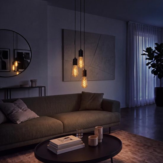 Lampadina e27 led a filamento 4,9w 2200k edison ambra dimmerabile con interruttore