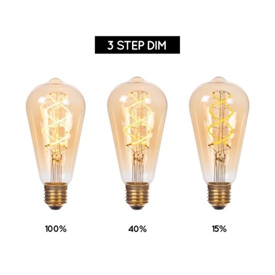 Lampadina e27 led a filamento 4,9w 2200k edison ambra dimmerabile con interruttore