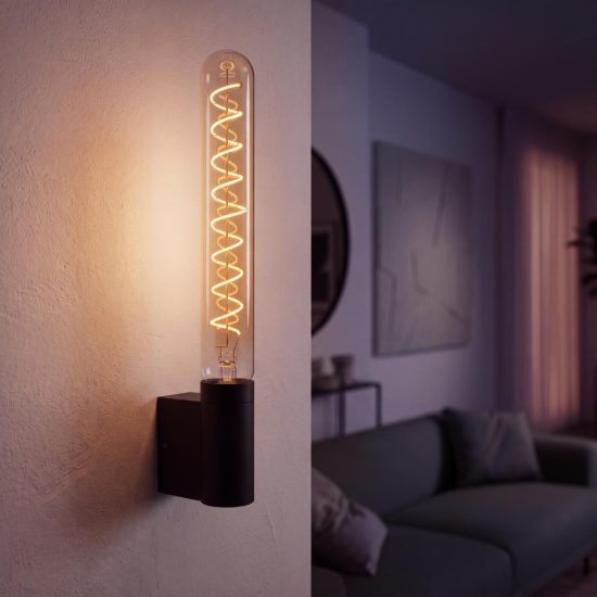 Lampadina e27 led a filamento 4,9w 2200k tubolare h25cm ambra dimmerabile