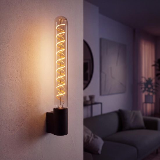 Lampadina e27 led a filamento 4,9w 2200k tubolare h30cm ambra dimmerabile