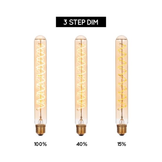 Lampadina e27 led a filamento 4,9w 2200k tubolare h25cm ambra dimmerabile con interruttore