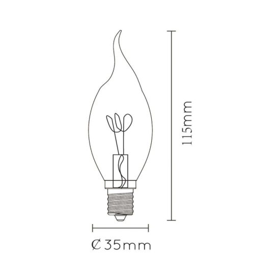 Lampadina e14 led a filamento 3w 2200k a fiamma ambra dimmerabile con interruttore