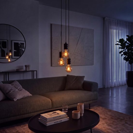 Lampadina e27 led a filamento 3w 2200k a sfera ambra dimmerabile