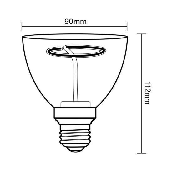 Lampadina e27 led a filamento 3,5w 2200k a coppa 9cm ambra dimmerabile