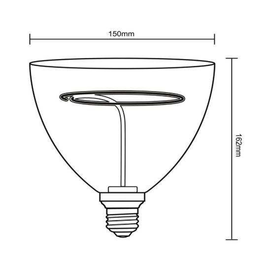 Lampadina e27 led a filamento 4w 2200k a coppa 15cm ambra dimmerabile