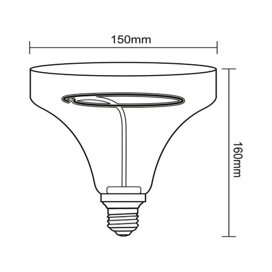 Lampadina e27 led a filamento 4w 2200k a imbuto 15cm ambra dimmerabile