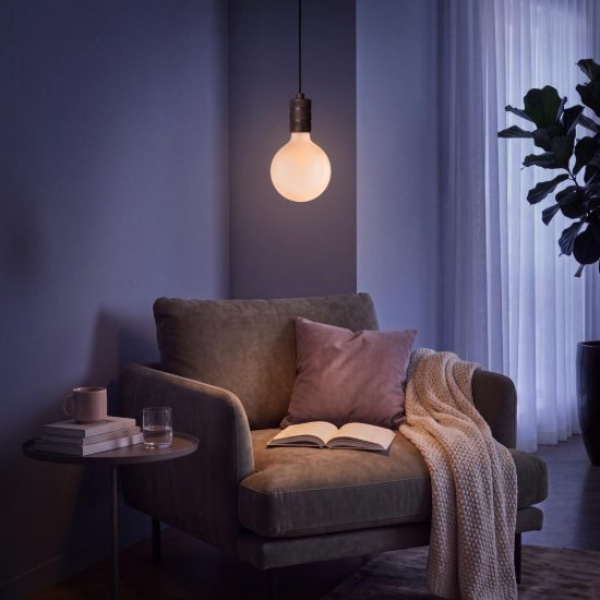 Lampadina e27 led a filamento 8w 2700k a globo 12,5cm opalina dimmerabile con interruttore