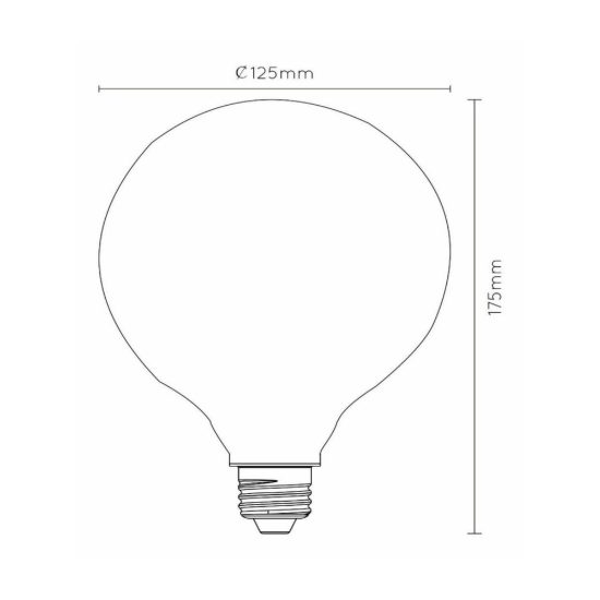 Lampadina e27 led a filamento 8w 2700k a globo 12,5cm opalina dimmerabile con interruttore